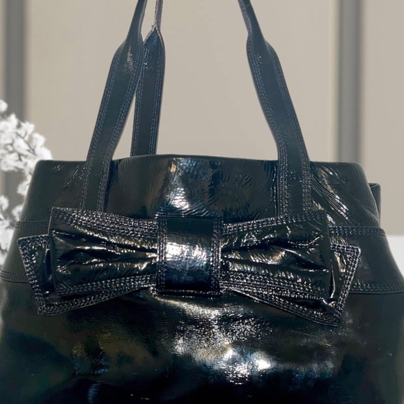Kate Spade STORYBOOK Claverly MaryAnne Bow Black Patent Leather Bag w/Dusty - Picture 2 of 7